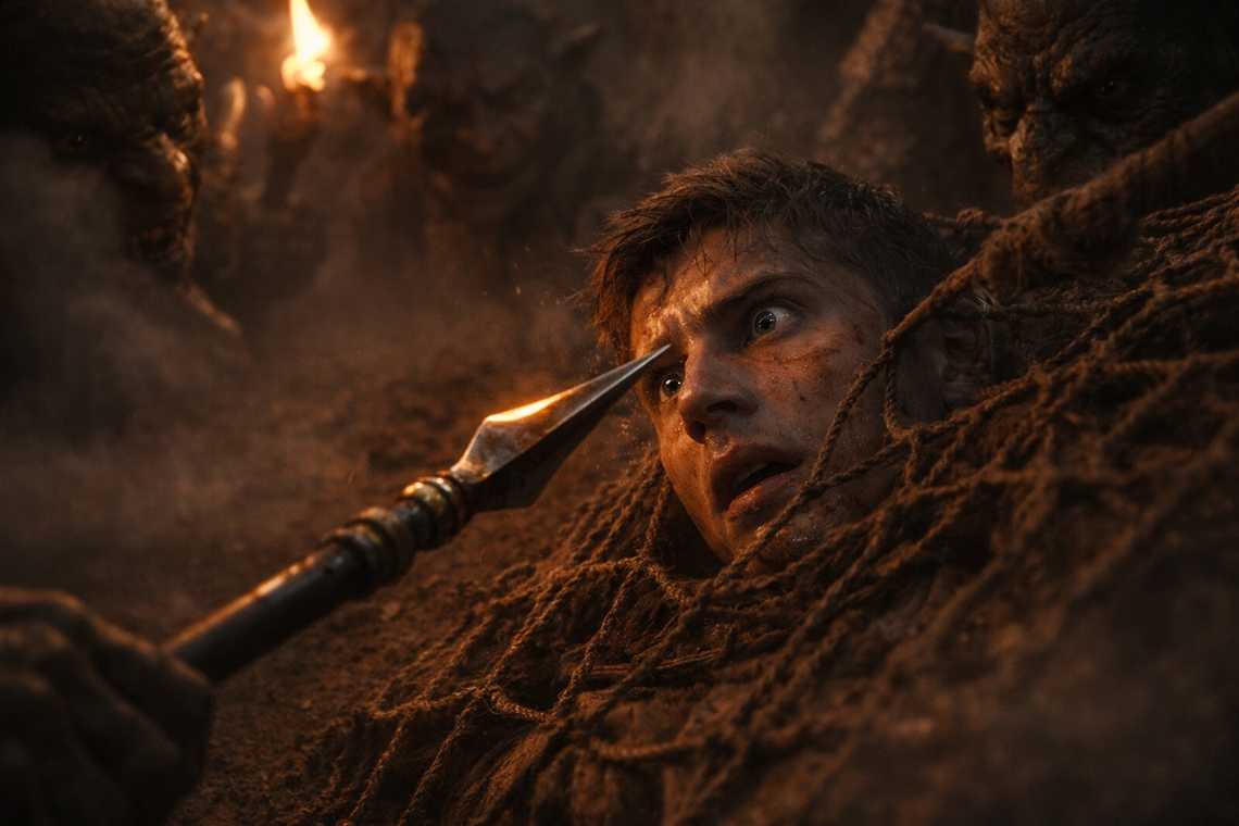 La punta de una lanza se detiene frente al ojo de Varian