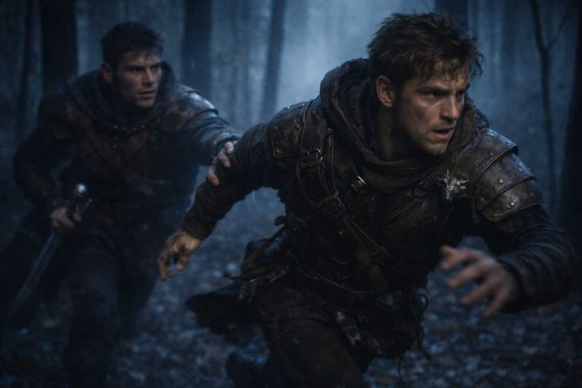 Varian pushes through the fog as Garrick follows close behind