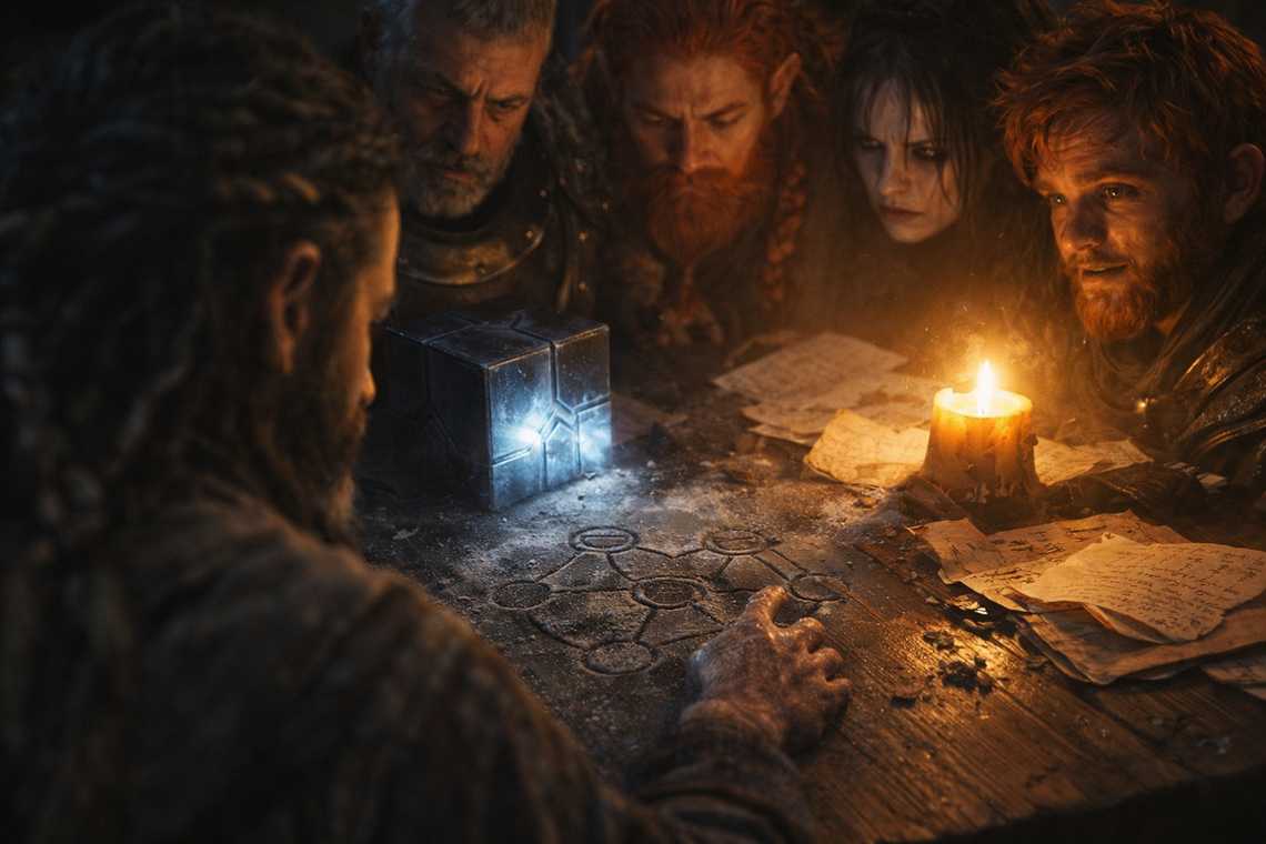 Xandor explaining the Nexus phases to the group