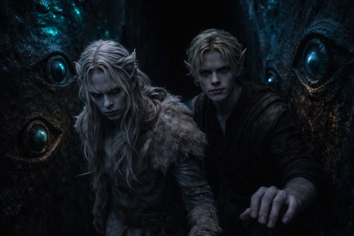 Drusniel crosses the threshold and enters the ritual darkness