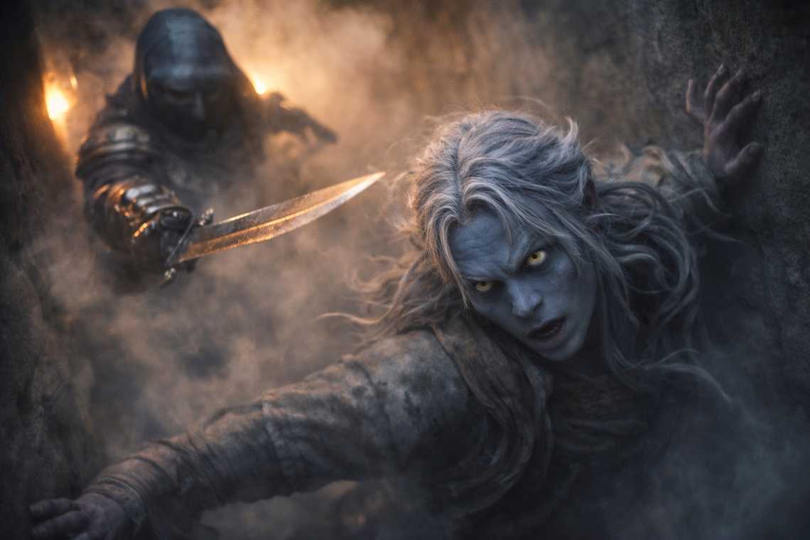 Assassin emerging from the smoke