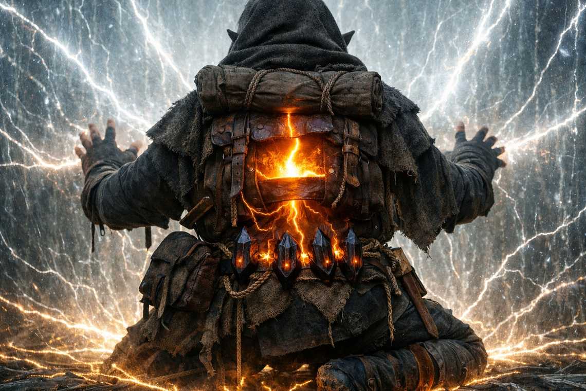 The Null conducting a signal through Drusniel's spine, the crystals serving as amplifiers