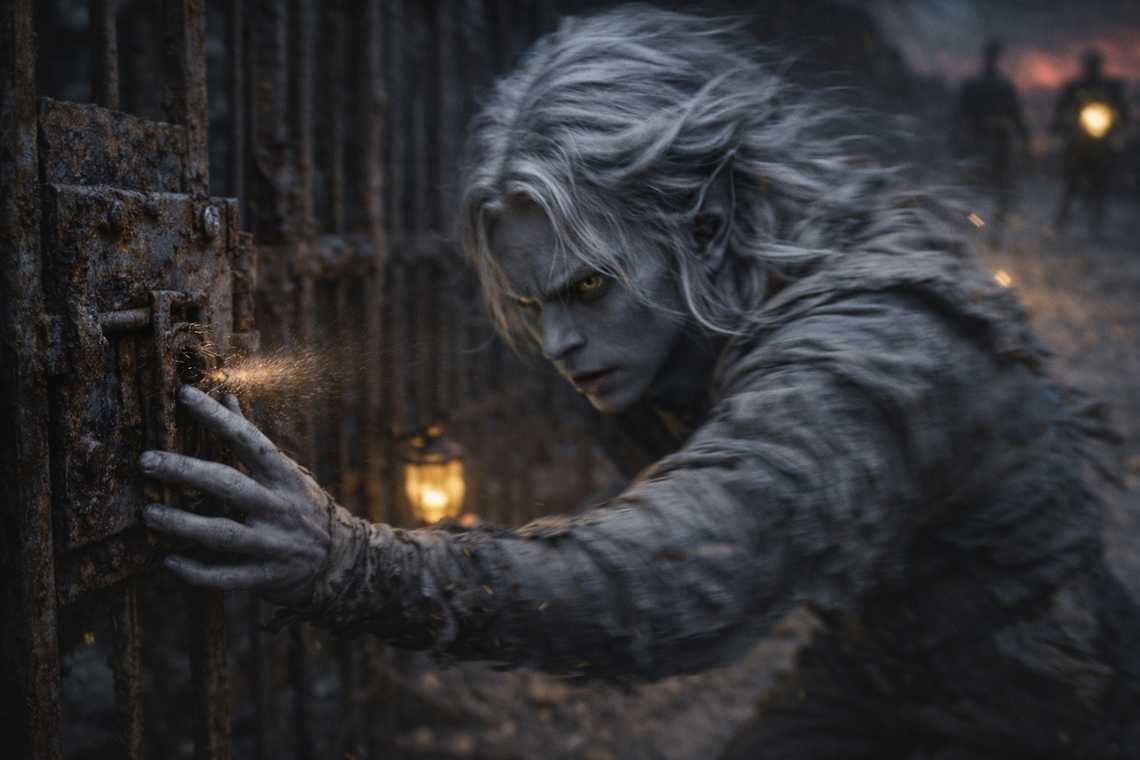 He opens his lock and runs