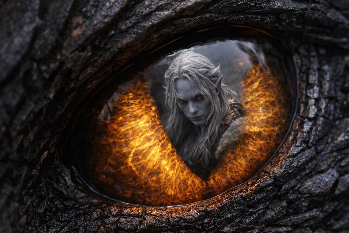 The dragon's eye focusing on Drusniel
