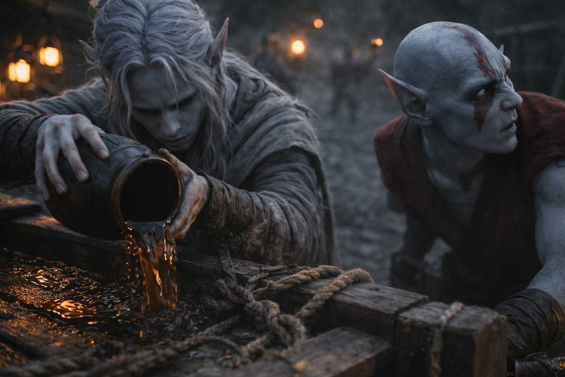 Drusniel pouring oil on the fourth wagon