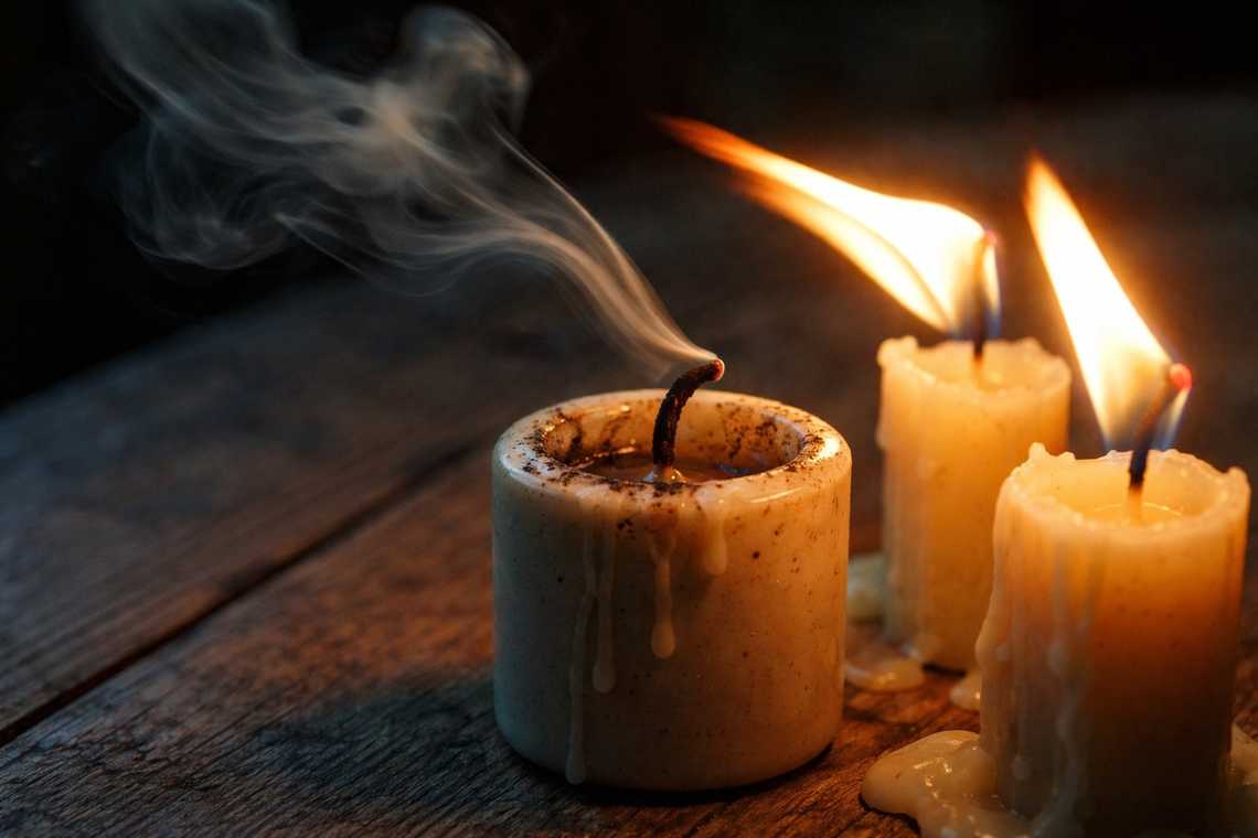 A candle bending to the current