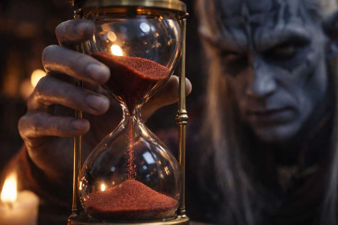 An hourglass turned over