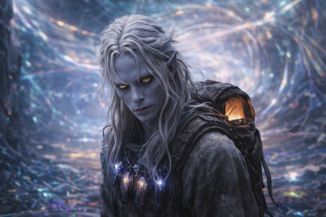 Interior of the barrier, curved light and dense atmosphere receiving Drusniel