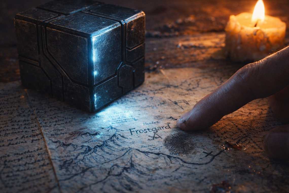 The annotated map pointing toward Frostgard